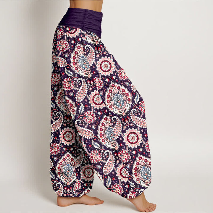 Buddha Stones Pantaloni harem da donna in cotone con motivo mandala paisley e elastico in vita. - image 7