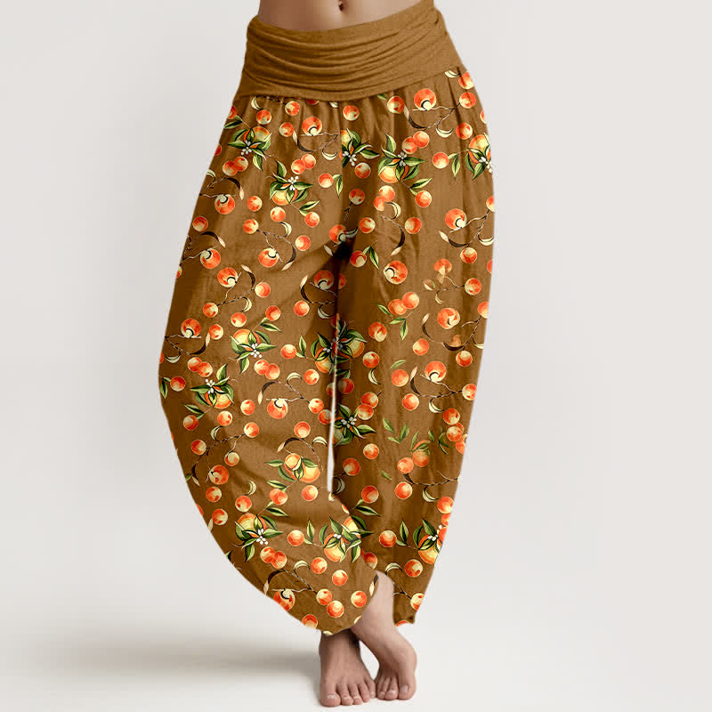 Buddha Stones Pantaloni harem da donna in puro cotone con motivo a foglie di mandarino e elastico in vita. - Perù - US16, UK/AU20, EU48 (3XL) - image 3
