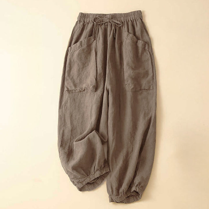 Pantaloni capri harem da donna Buddha Stones Commute con tasche - Tan - US8-10, UK/AU12-14, EU40-42 (2XL) - image 0