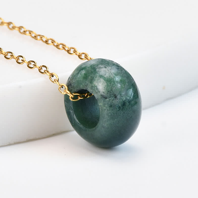 Buddha Stones Collana con cristallo curativo rotondo in quarzo rosa naturale e avventurina verde. - Agata muschiata naturale (il colore può variare) - image 18