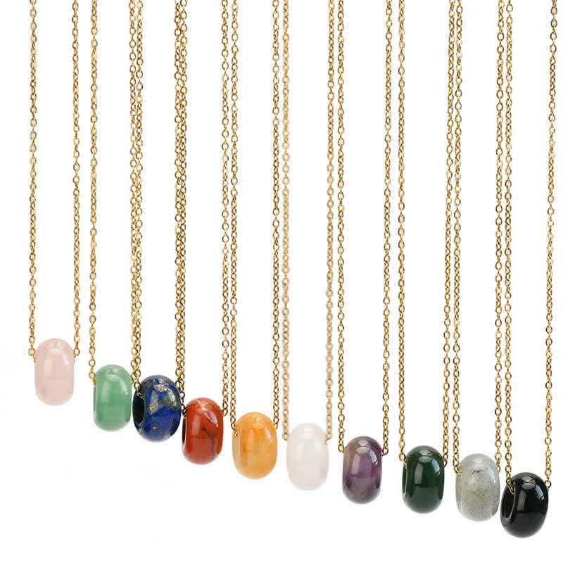 Buddha Stones Collana con cristallo curativo rotondo in quarzo rosa naturale e avventurina verde. - image 24