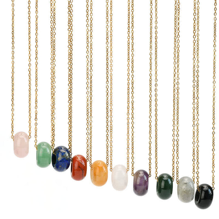 Buddha Stones Collana con cristallo curativo rotondo in quarzo rosa naturale e avventurina verde. - image 24