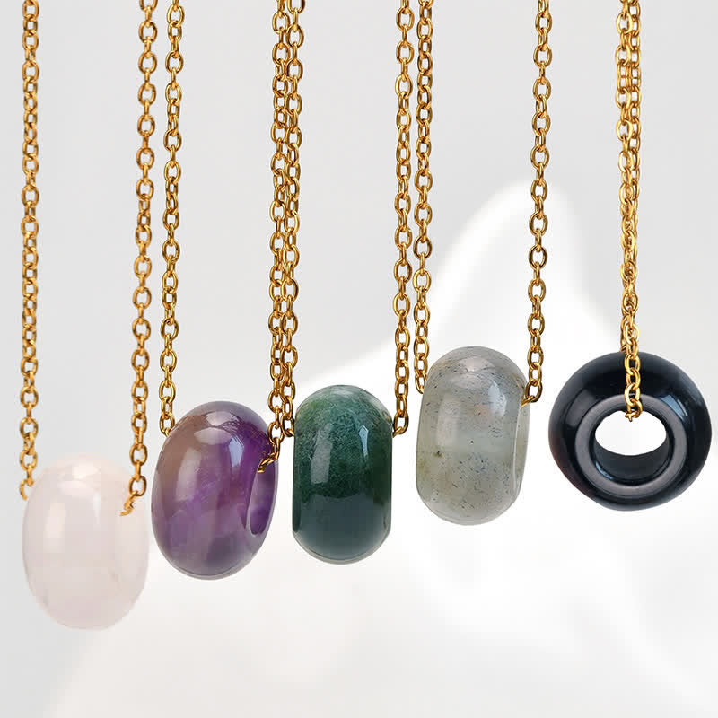 Buddha Stones Collana con cristallo curativo rotondo in quarzo rosa naturale e avventurina verde. - image 25