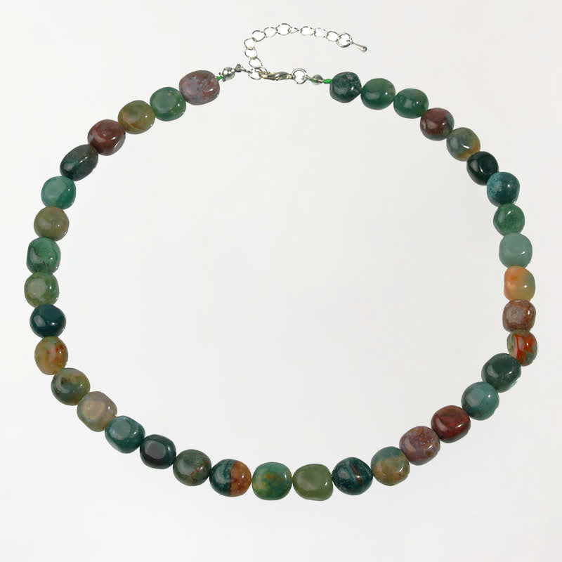 Buddha Stones Collana con perle di cristallo di agata indiana naturale dalle forme irregolari e con segno positivo - Agata indiana (il colore può variare) - image 0