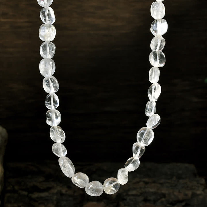 Buddha Stones Collana con perle di cristallo di agata indiana naturale dalle forme irregolari e con segno positivo - Quarzo trasparente naturale (il colore può variare) - image 3