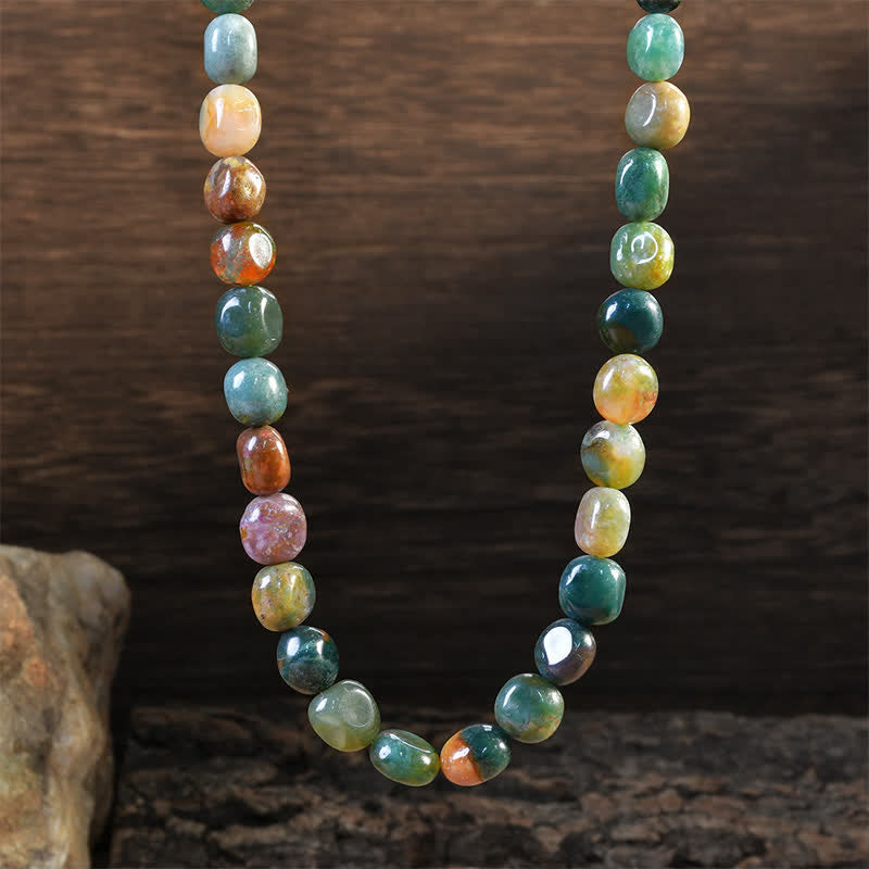 Buddha Stones Collana con perle di cristallo di agata indiana naturale dalle forme irregolari e con segno positivo - image 1