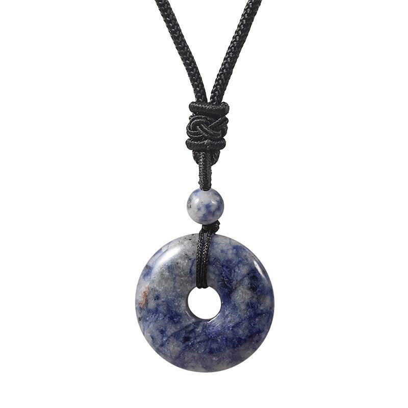 Buddha Stones Collana portafortuna con fibbia Peace in rodonite naturale e agata grigia, in stile rodonite naturale. - Diaspro blu maculato naturale (il colore può variare) - image 9
