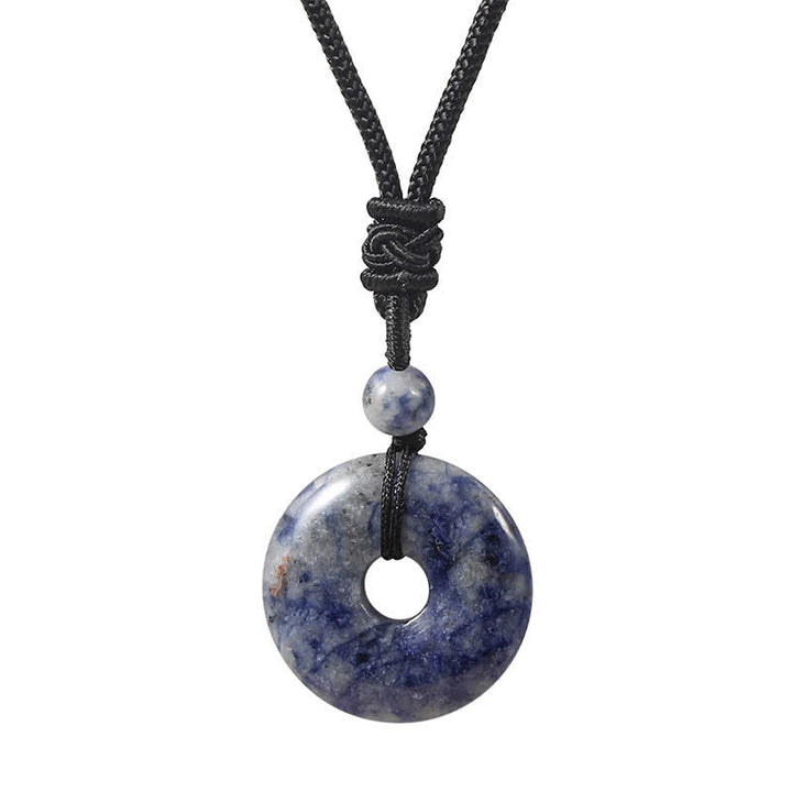 Buddha Stones Collana portafortuna con fibbia Peace in rodonite naturale e agata grigia, in stile rodonite naturale. - Diaspro blu maculato naturale (il colore può variare) - image 9
