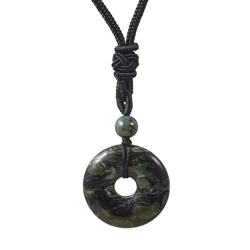 Buddha Stones Collana portafortuna con fibbia Peace in rodonite naturale e agata grigia, in stile rodonite naturale. - Occhio di tigre verde naturale (il colore può variare) - image 13