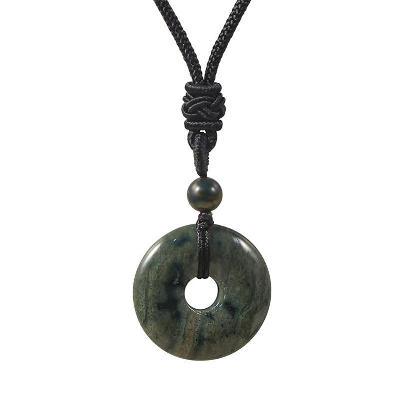 Buddha Stones Collana portafortuna con fibbia Peace in rodonite naturale e agata grigia, in stile rodonite naturale. - Agata indiana naturale (il colore può variare) - image 11