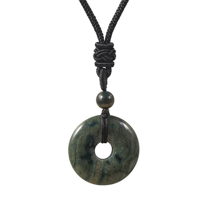 Buddha Stones Collana portafortuna con fibbia Peace in rodonite naturale e agata grigia, in stile rodonite naturale. - Agata indiana naturale (il colore può variare) - image 11