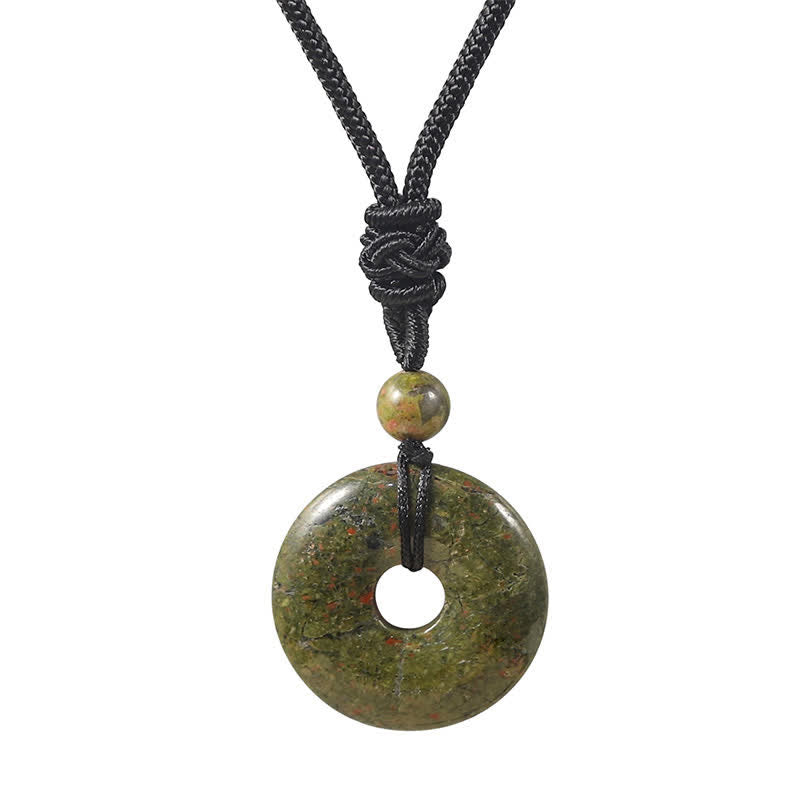 Buddha Stones Collana portafortuna con fibbia Peace in rodonite naturale e agata grigia, in stile rodonite naturale. - Unakite naturale (il colore può variare) - image 7