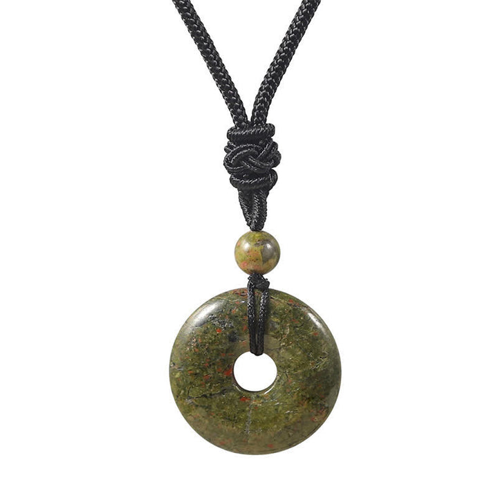 Buddha Stones Collana portafortuna con fibbia Peace in rodonite naturale e agata grigia, in stile rodonite naturale. - Unakite naturale (il colore può variare) - image 7