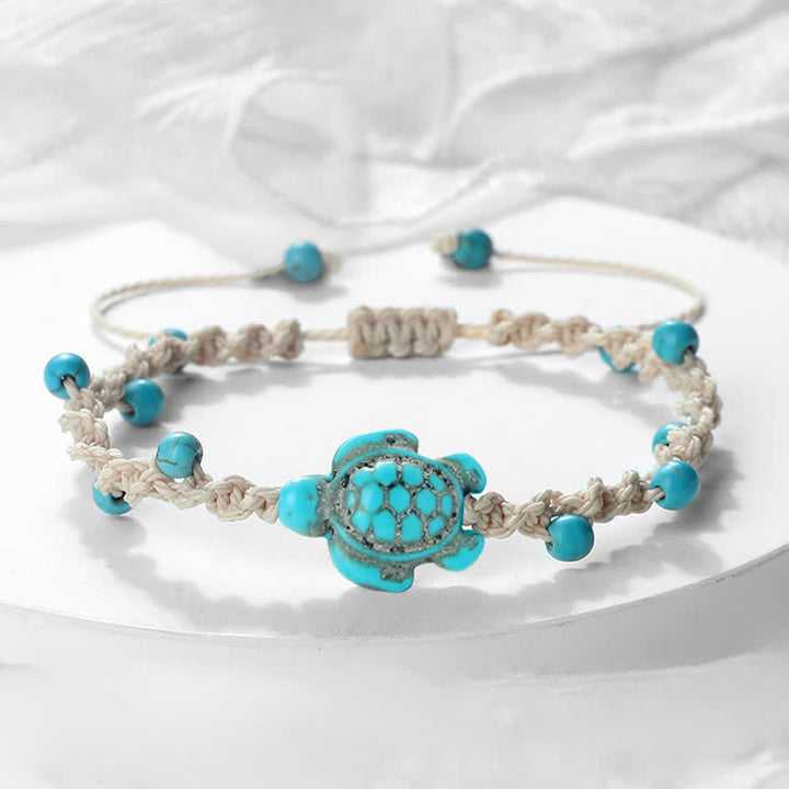 Buddha Stones Bracciale protettivo in corda intrecciata con design a tartaruga turchese - image 1
