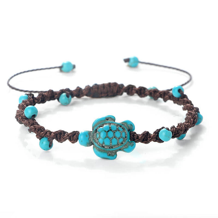 Buddha Stones Bracciale protettivo in corda intrecciata con design a tartaruga turchese - Corda marrone scuro - image 18