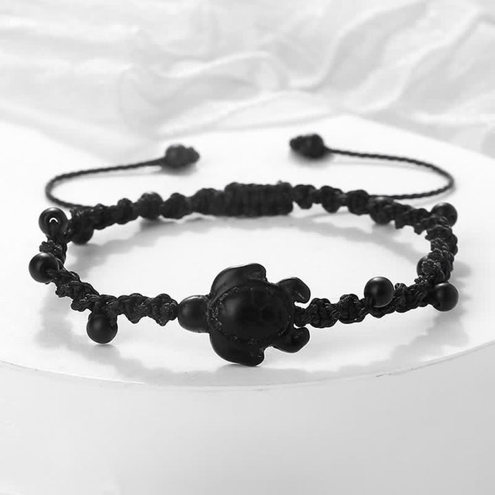 Buddha Stones Bracciale protettivo in corda intrecciata con design a tartaruga turchese - Corda nera - image 7