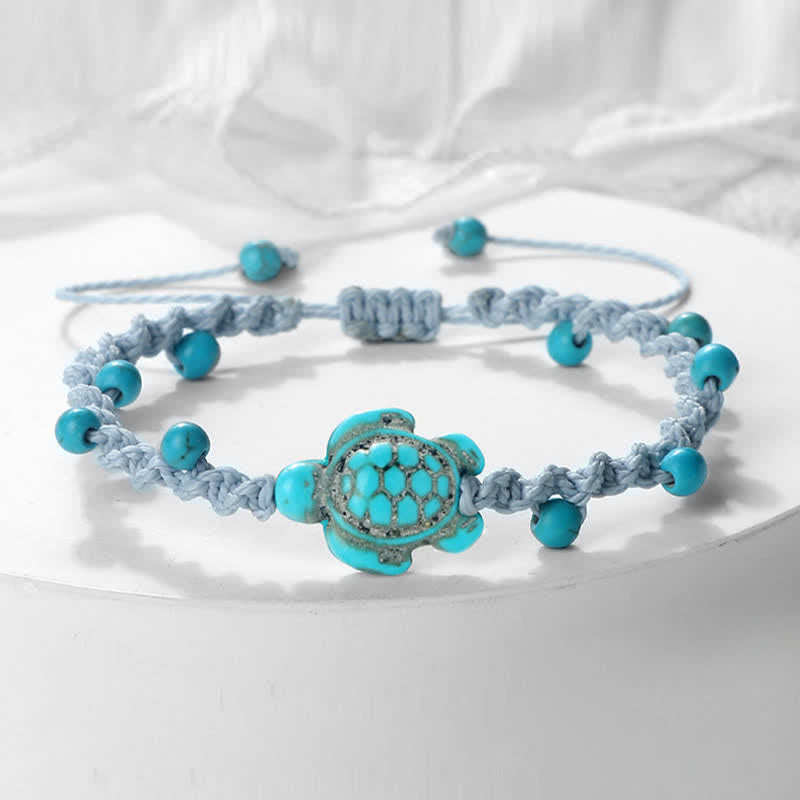 Buddha Stones Bracciale protettivo in corda intrecciata con design a tartaruga turchese - Corda grigia - image 20