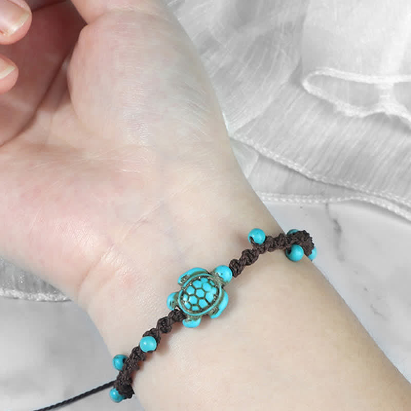 Buddha Stones Bracciale protettivo in corda intrecciata con design a tartaruga turchese - image 19