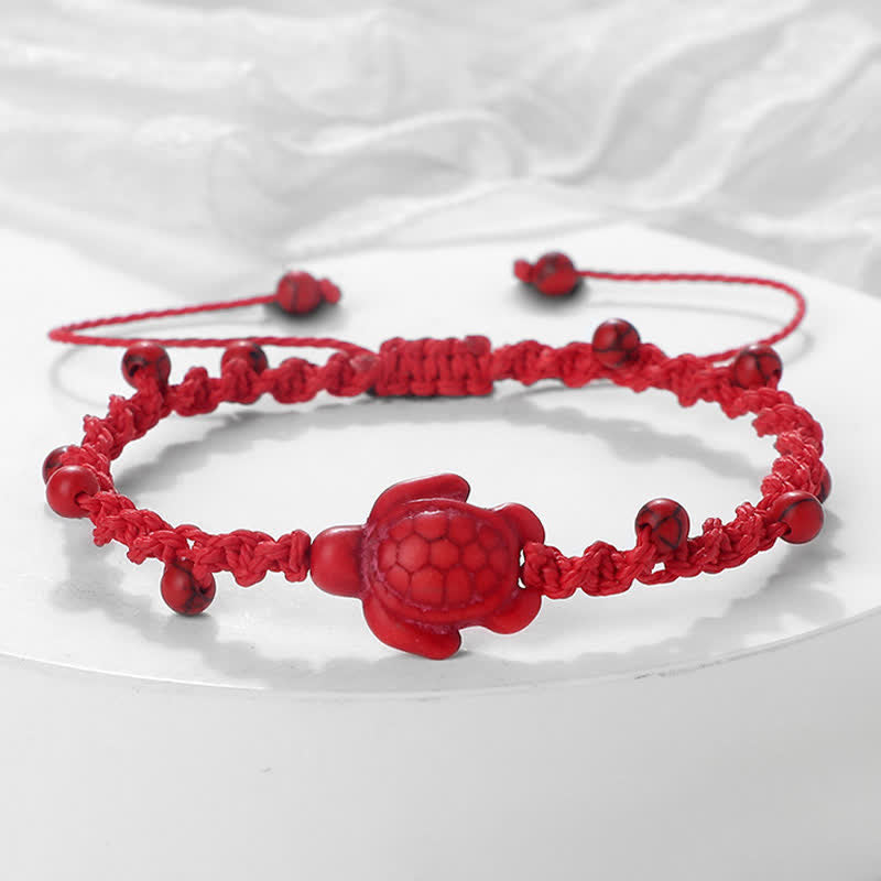 Buddha Stones Bracciale protettivo in corda intrecciata con design a tartaruga turchese - Corda rossa - image 11