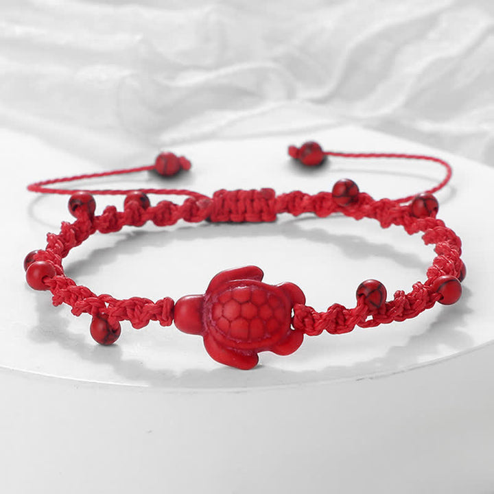 Buddha Stones Bracciale protettivo in corda intrecciata con design a tartaruga turchese - Corda rossa - image 11