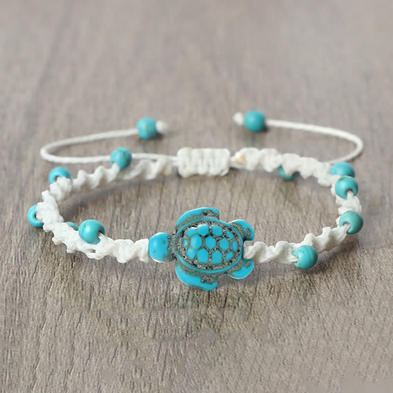 Buddha Stones Bracciale protettivo in corda intrecciata con design a tartaruga turchese - image 15