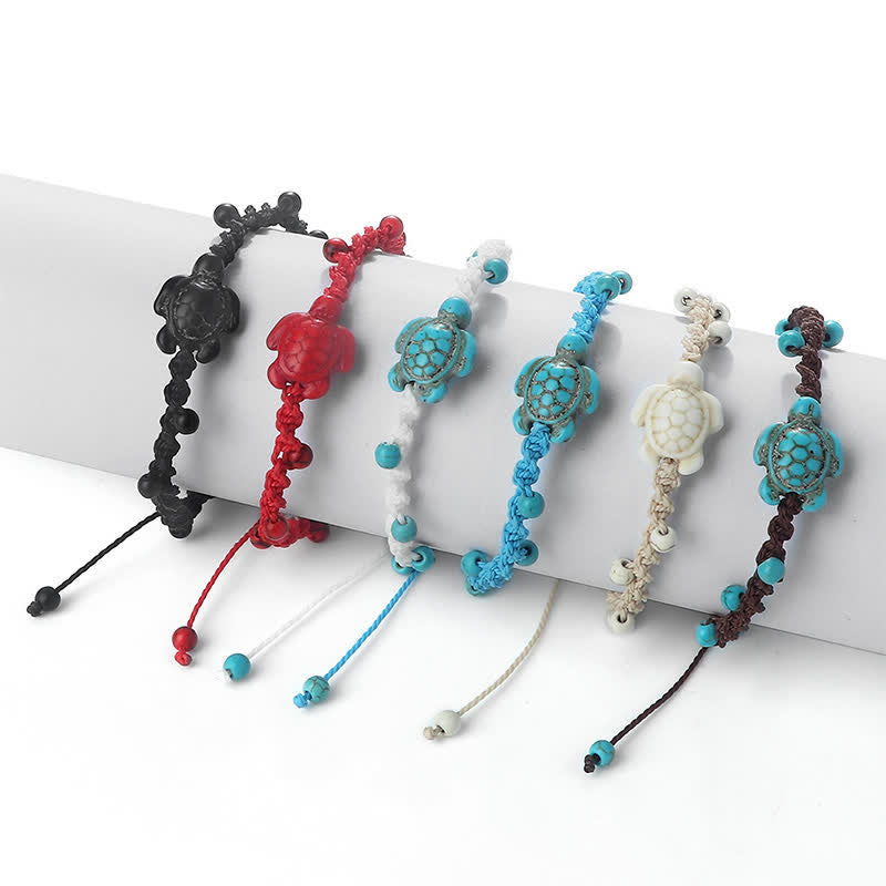 Buddha Stones Bracciale protettivo in corda intrecciata con design a tartaruga turchese - image 26