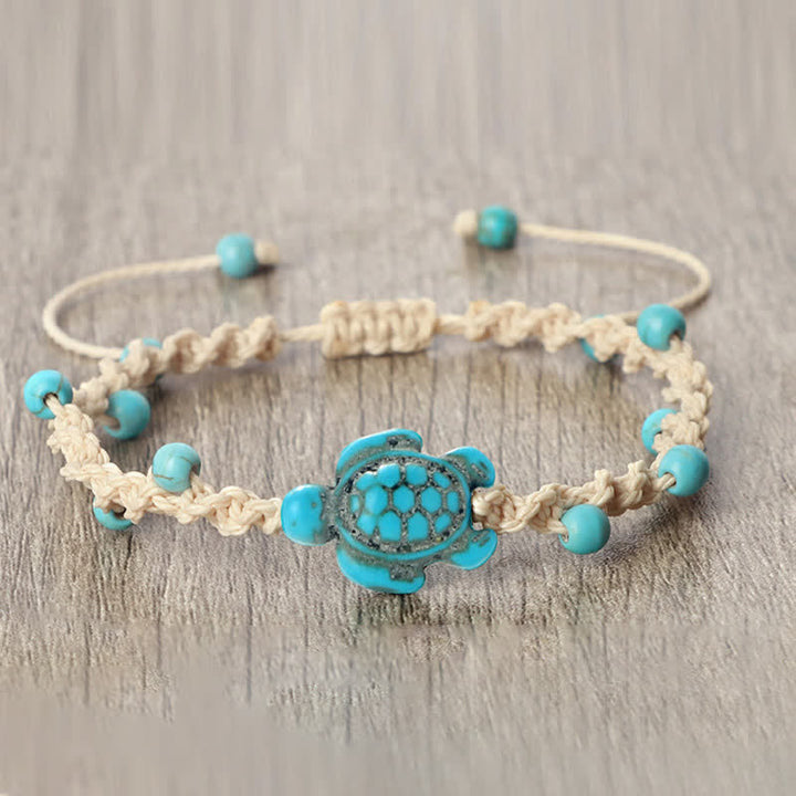Buddha Stones Bracciale protettivo in corda intrecciata con design a tartaruga turchese - image 3