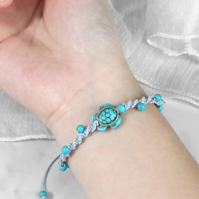 Buddha Stones Bracciale protettivo in corda intrecciata con design a tartaruga turchese - image 23