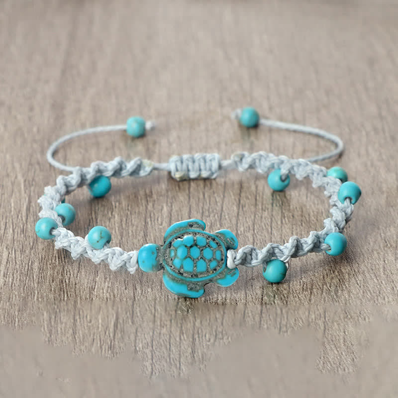 Buddha Stones Bracciale protettivo in corda intrecciata con design a tartaruga turchese - image 21