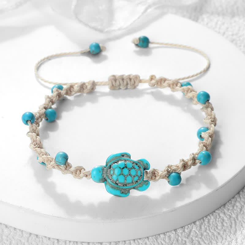 Buddha Stones Bracciale protettivo in corda intrecciata con design a tartaruga turchese - image 2