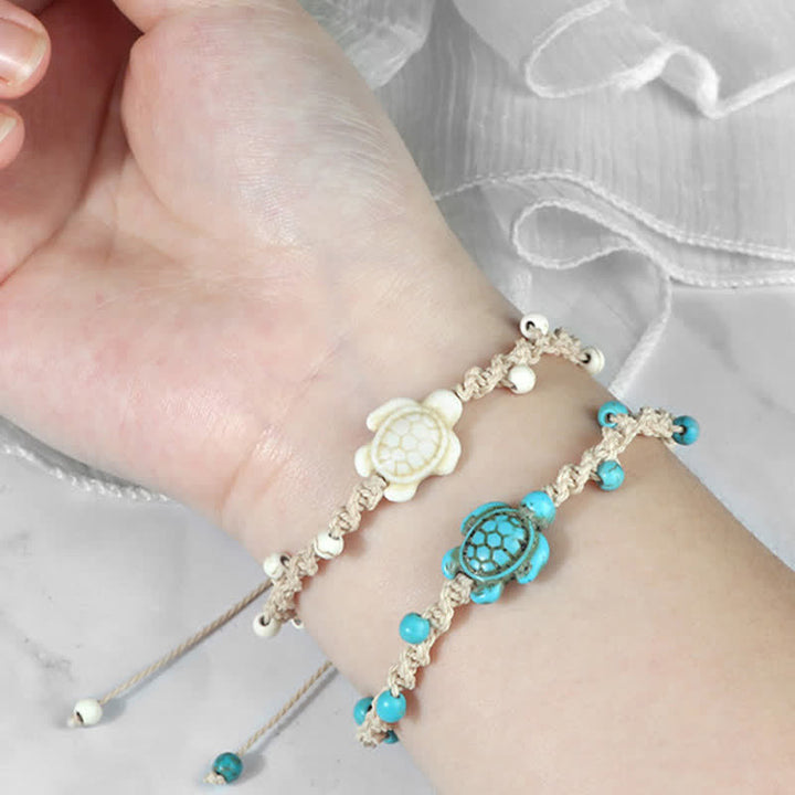 Buddha Stones Bracciale protettivo in corda intrecciata con design a tartaruga turchese - image 24