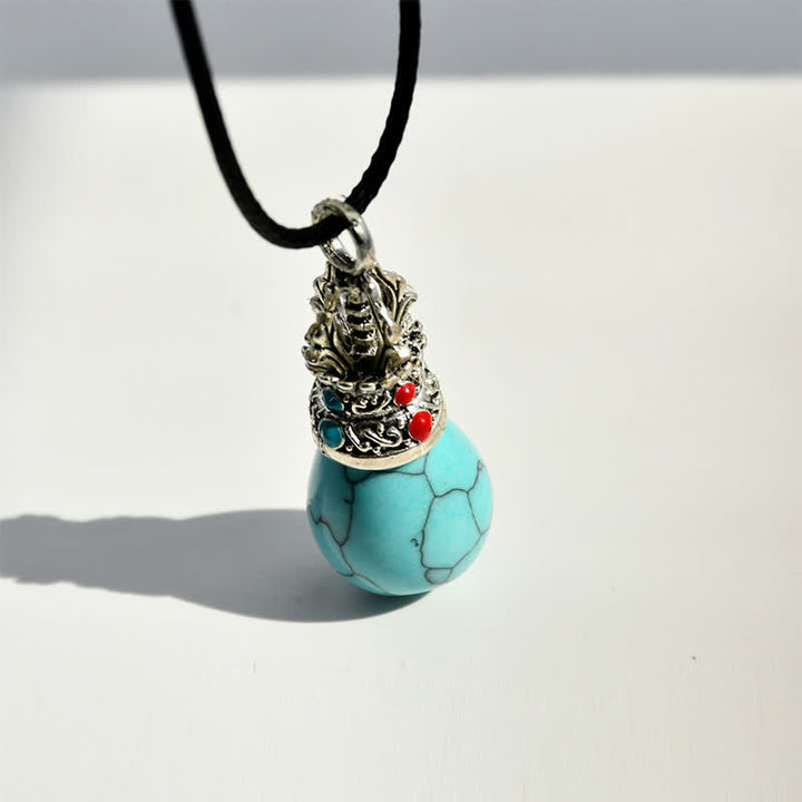 Buddha Stones Collana con corda della saggezza in occhio di tigre turchese naturale - image 2