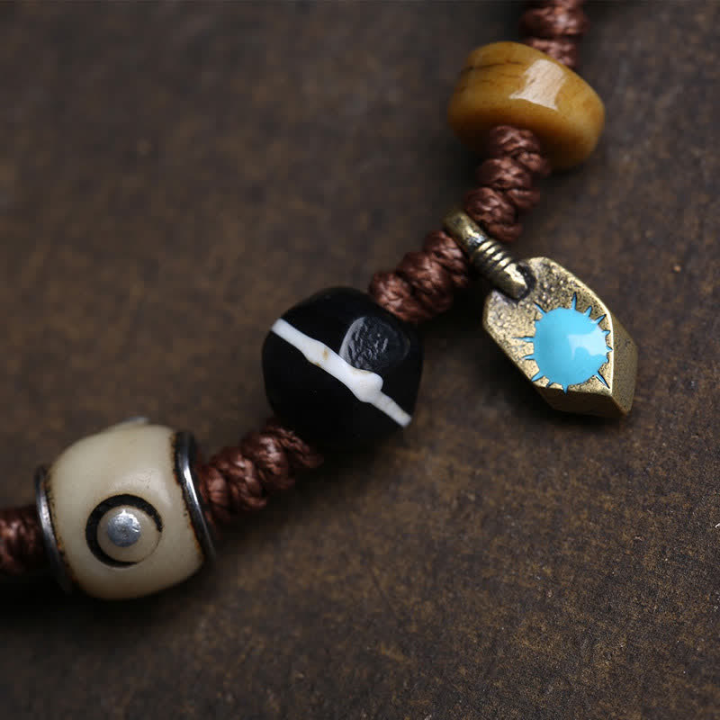 Buddha Stones Bracciale in corda intrecciata Yin Yang con motivo a ossa per l'equilibrio - image 7