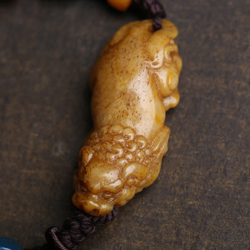 Buddha Stones Braccialetto portafortuna Bone PiXiu con corda intrecciata - image 3