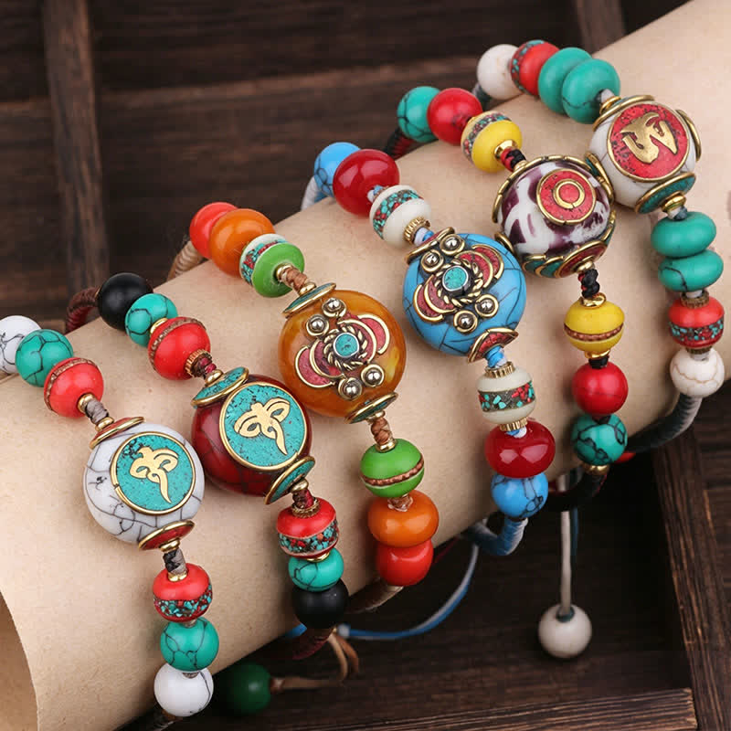 Buddha Stones Braccialetto dell'amore in corda intrecciata tibetana con turchese e ambra. - image 19