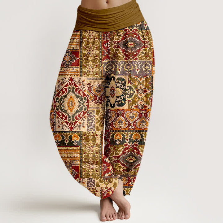 Buddha Stones Pantaloni harem da donna in cotone con motivo a mosaico color oliva e vita elasticizzata - Perù - US16, UK/AU20, EU48 (3XL) - image 5