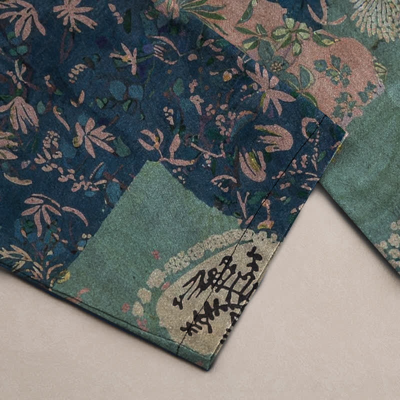Buddha Stones Pantaloni da uomo affusolati in cotone con motivo floreale patchwork in stile boho e tasche. - image 3