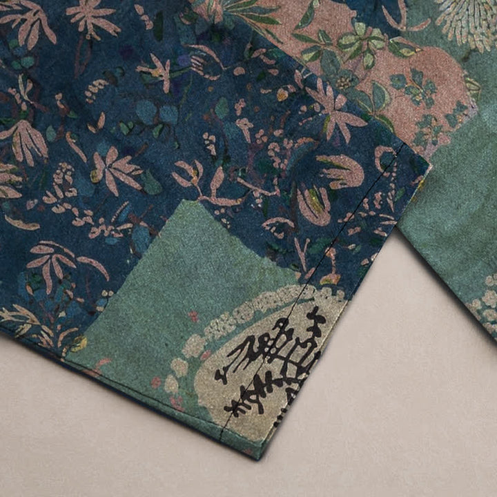 Buddha Stones Pantaloni da uomo affusolati in cotone con motivo floreale patchwork in stile boho e tasche. - image 3