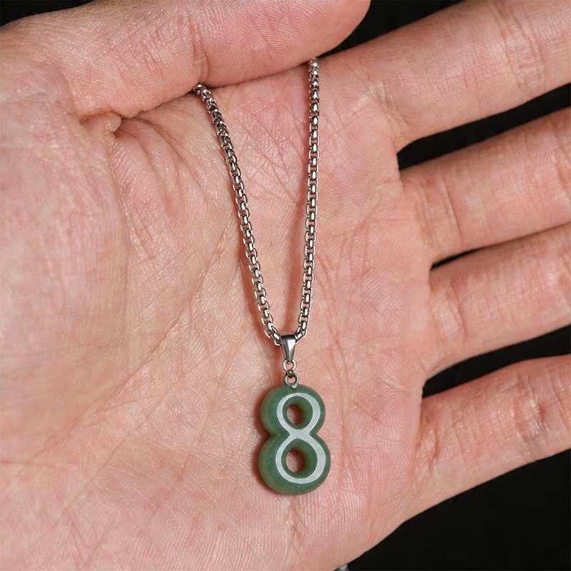 Buddha Stones Collana con ciondolo portafortuna in giada naturale e acciaio al titanio con numeri angelici da 0 a 9. - image 37