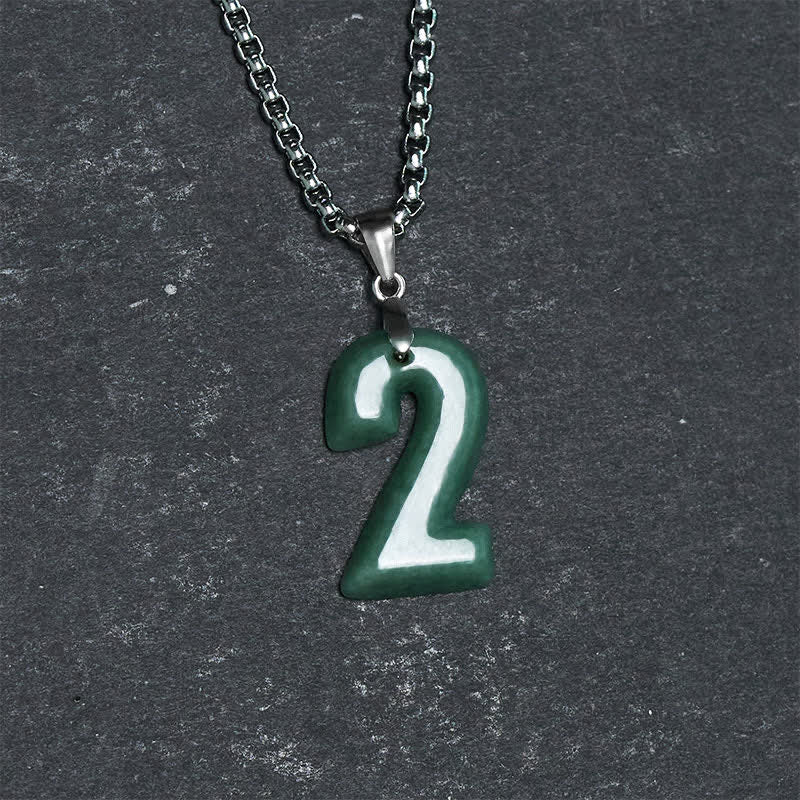 Buddha Stones Collana con ciondolo portafortuna in giada naturale e acciaio al titanio con numeri angelici da 0 a 9. - image 11