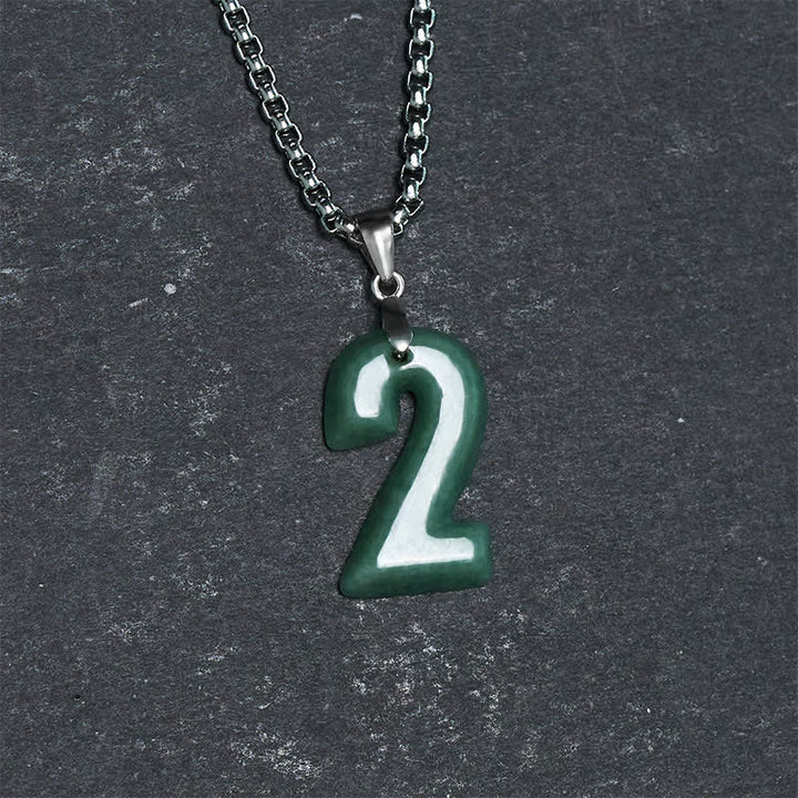Buddha Stones Collana con ciondolo portafortuna in giada naturale e acciaio al titanio con numeri angelici da 0 a 9. - image 11