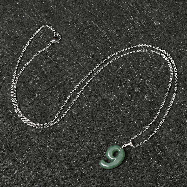 Buddha Stones Collana con ciondolo portafortuna in giada naturale e acciaio al titanio con numeri angelici da 0 a 9. - image 40