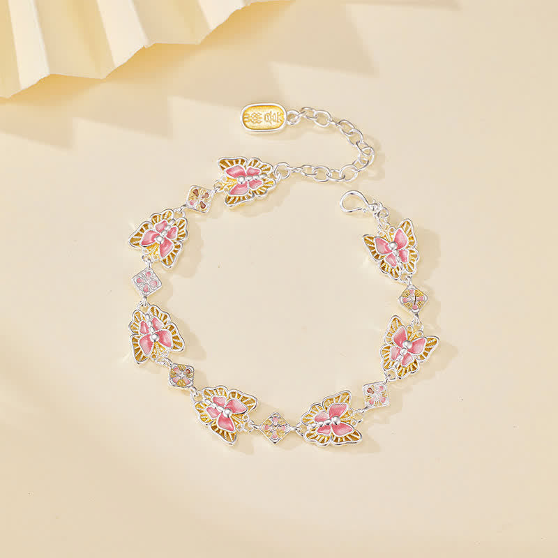 Buddha Stones Bracciale Freedom con farfalla in rame e smalto - Rosa (Circonferenza del polso: 15–20 cm) - image 0