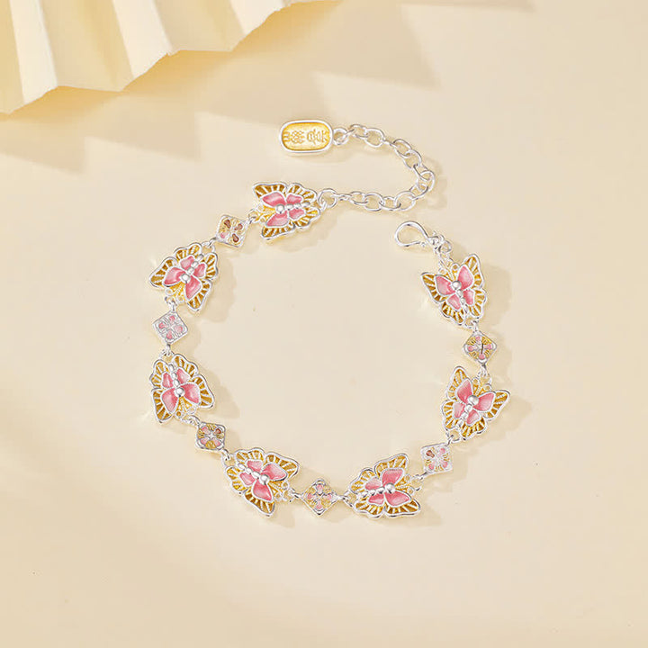 Buddha Stones Bracciale Freedom con farfalla in rame e smalto - Rosa (Circonferenza del polso: 15–20 cm) - image 0