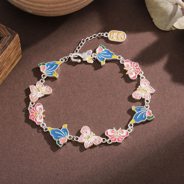 Buddha Stones Bracciale regolabile con farfalla in rame smaltato e scritta "Love". - Rame (Circonferenza del polso: 17–21 cm) - image 0