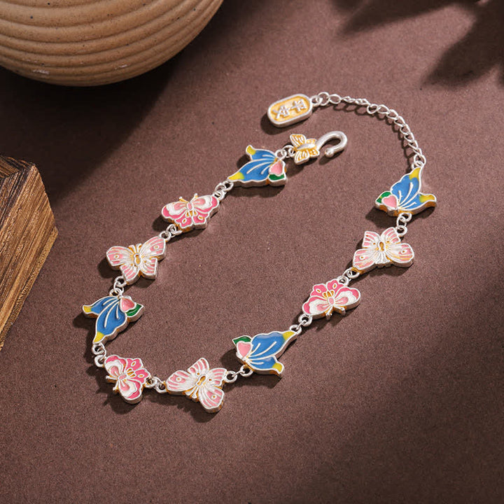 Buddha Stones Bracciale regolabile con farfalla in rame smaltato e scritta "Love". - image 1