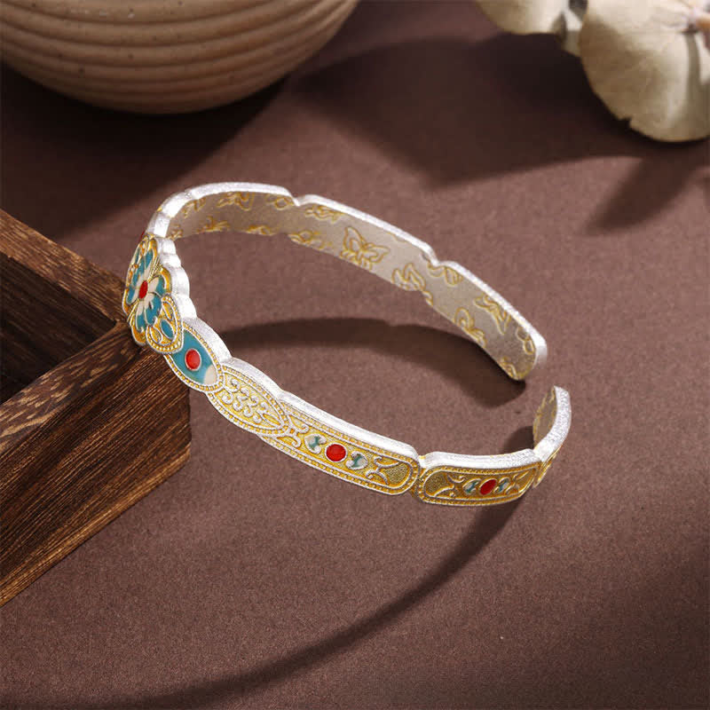 Buddha Stones Bracciale rigido Freedom Cuff con farfalla in rame smaltato - image 2