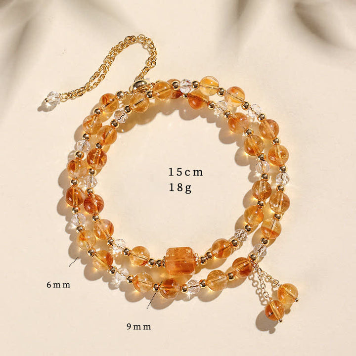 Buddha Stones Bracciale a doppio giro in quarzo fragola naturale con cristalli curativi - Citrino (Circonferenza del polso: 14–15 cm) - image 8