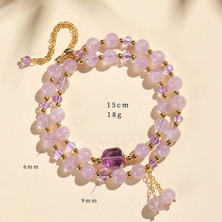 Buddha Stones Bracciale a doppio giro in quarzo fragola naturale con cristalli curativi - Ametista (Circonferenza del polso: 14–15 cm) - image 18