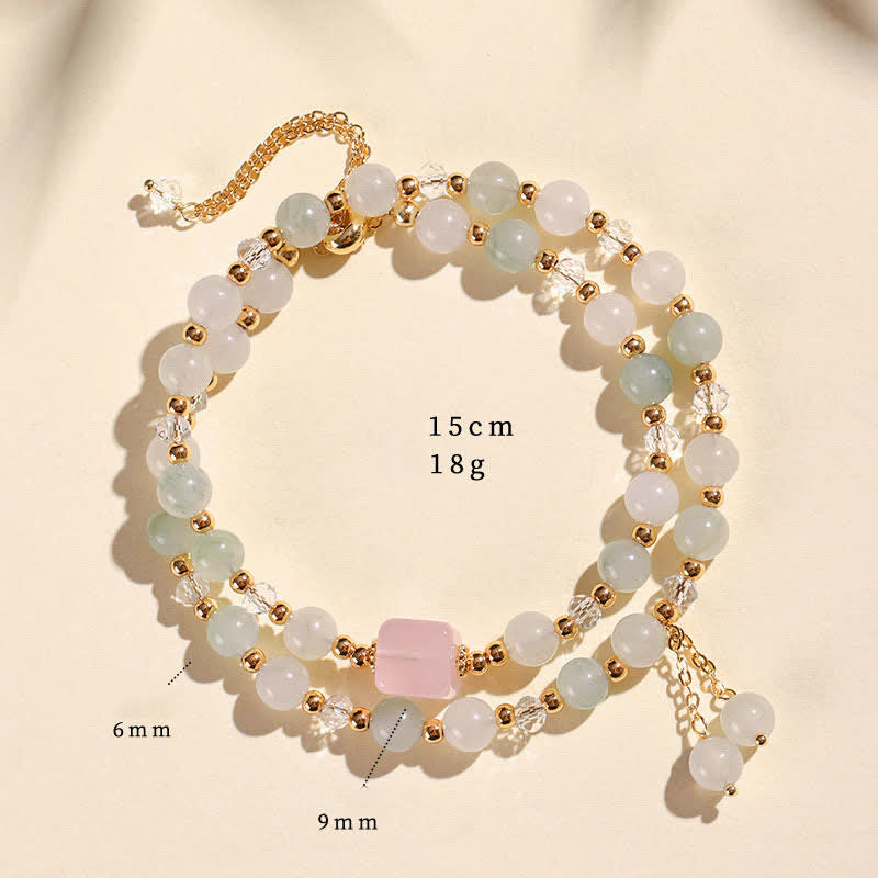 Buddha Stones Bracciale a doppio giro in quarzo fragola naturale con cristalli curativi - Giada Tianshan (Circonferenza del polso: 14–15 cm) - image 16